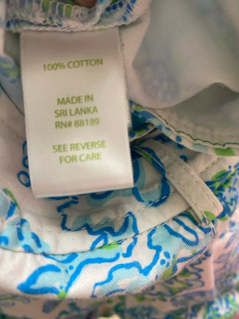 LILLY PULITZER Size 12 White Blue/Green Sea Creatures Ladies Shorts