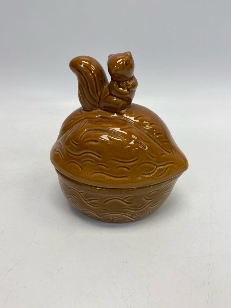 Brown Ceramic Candy Container