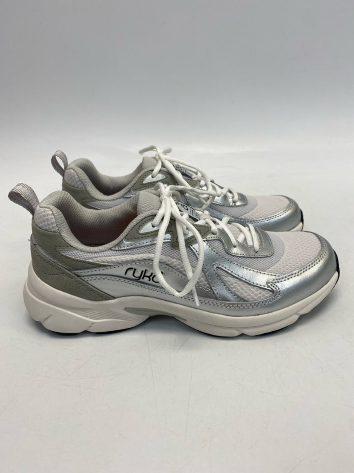 Ryka  Size 8 Silver/White Lace-up Sneakers