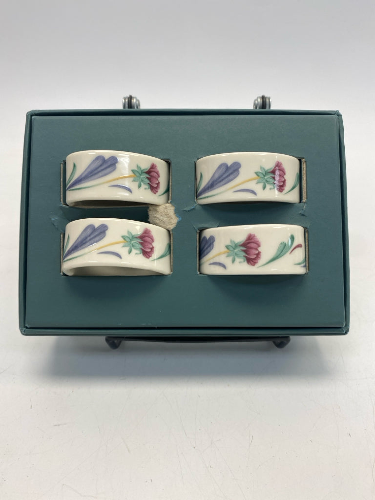 Lenox White Blue/Pink Ceramic Napkin Rings