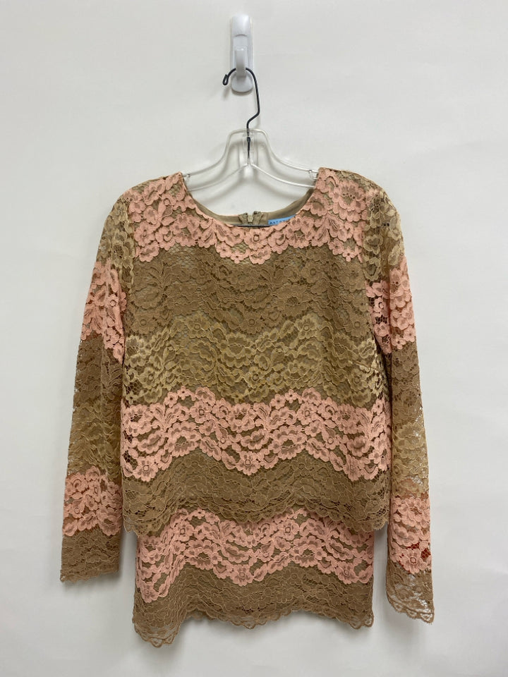 Antonio Melani Size 4 Tan Pink Floral Lace Ladies 2pc Skirt