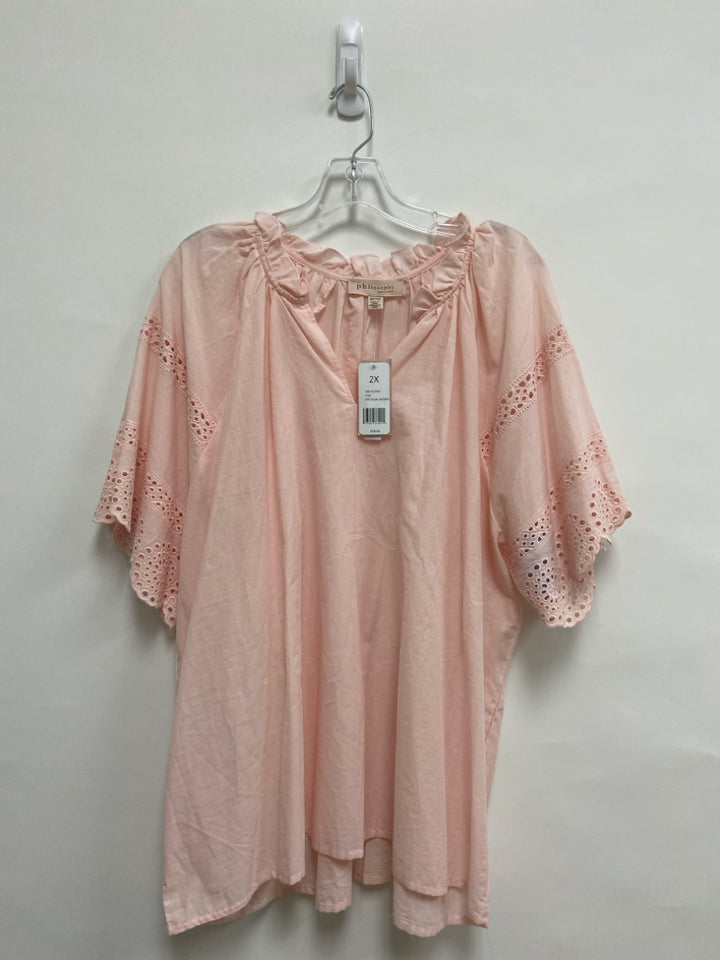 NWT philosophy  SIZE  2X Pale Pink Eyelet Plus Size Top