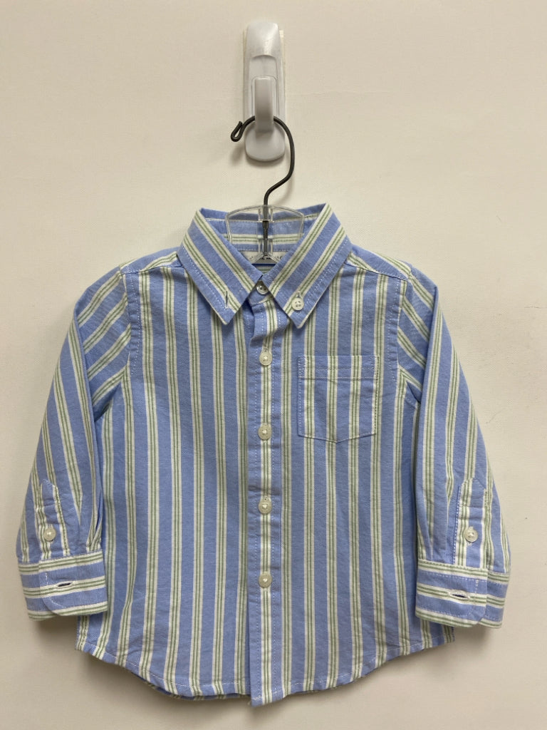 Janie and Jack SIZE 6-12M Blue White/Green Stripes Long Sleeve Boy&