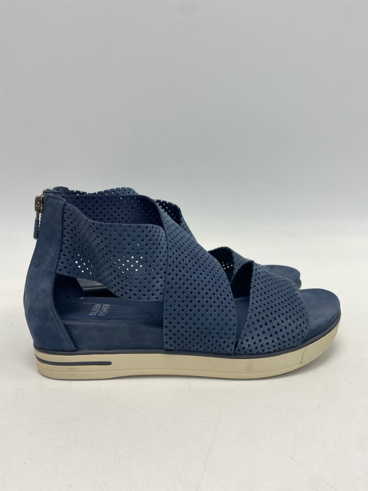 Eileen Fisher  Size 8.5 Dark Blue Perforated Sandals