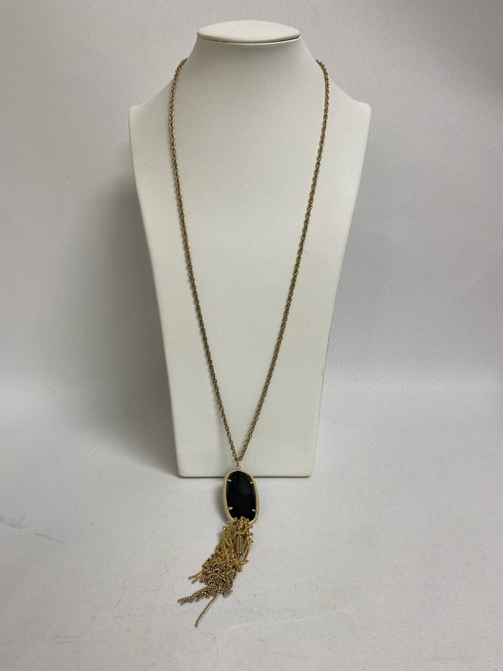 Kendra Scott Black/Gold Blue/Green Jeweled Necklace