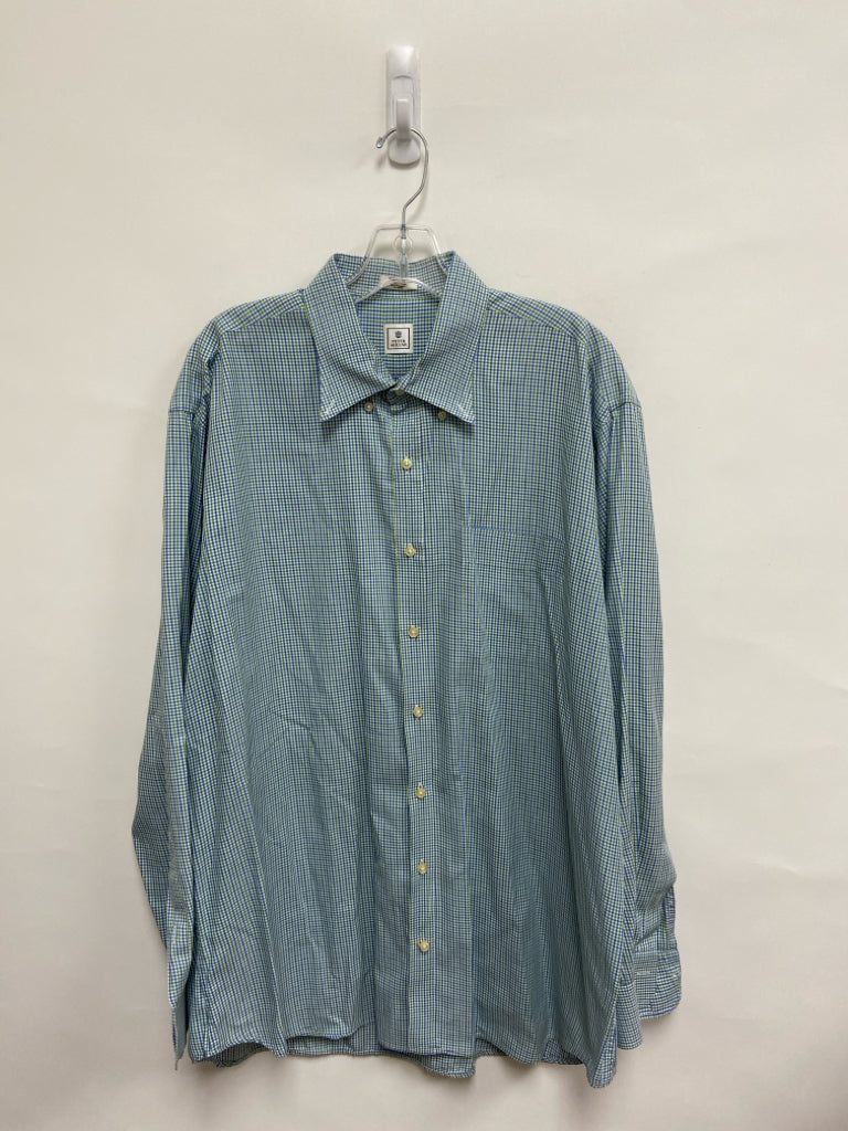 Peter Millar Size XL White/Green Blue Plaid Men&