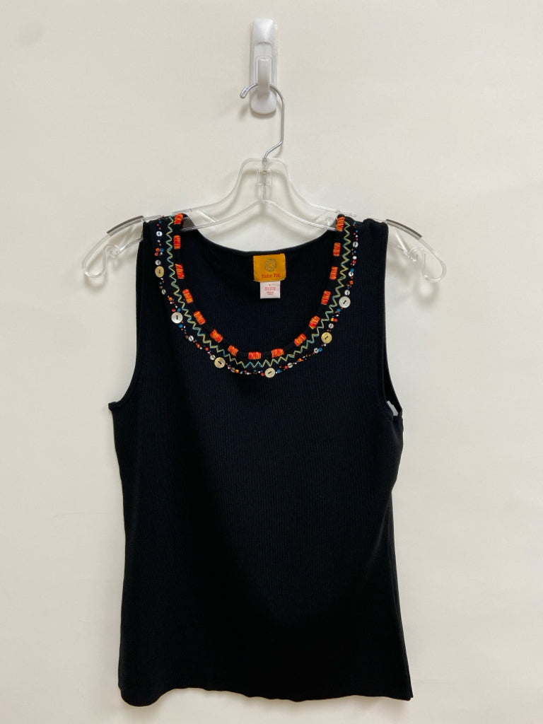 Ruby Rd. Size L Black Multi Color Beaded Tank Ladies Top