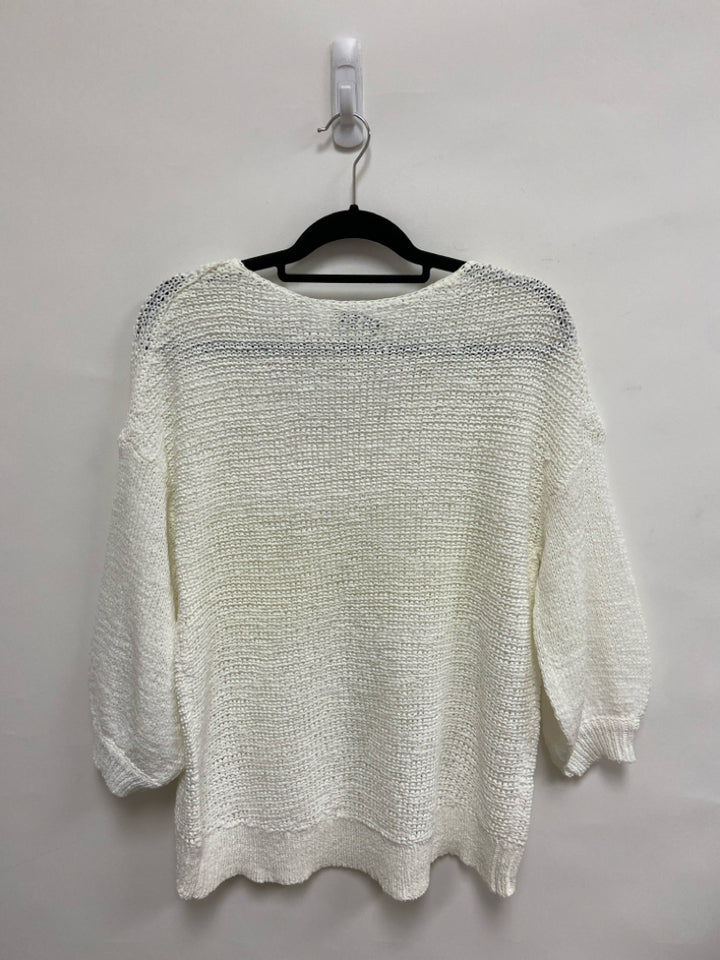 White + Warren Size M White V Neck Ladies Sweater