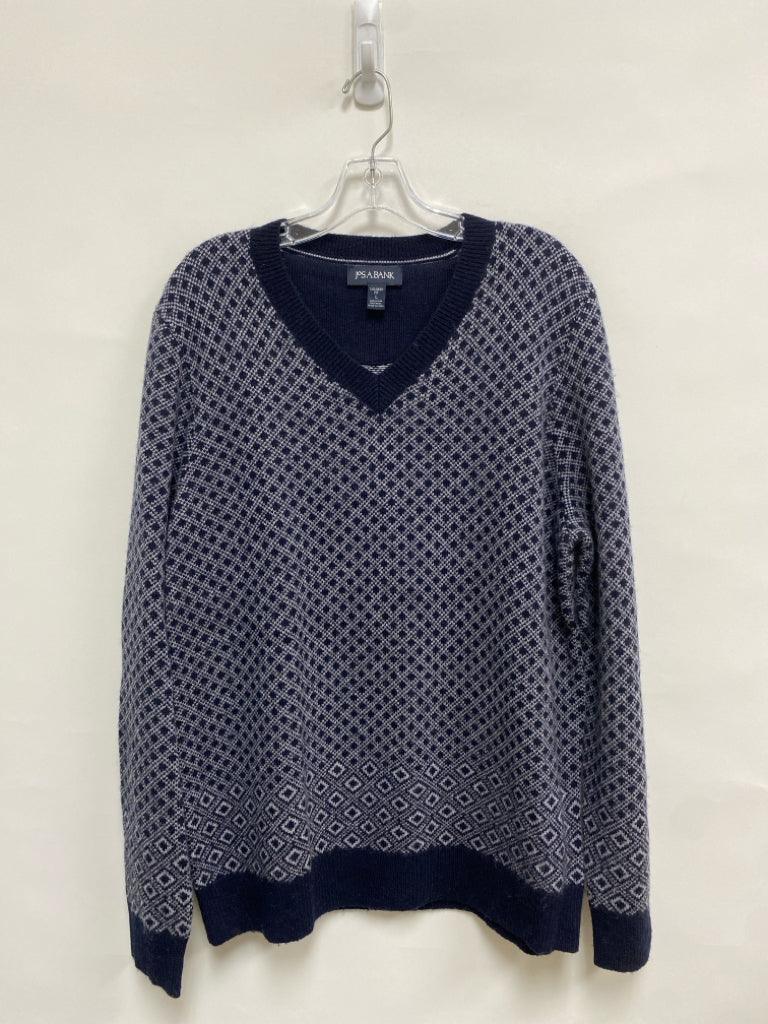 Jos. A Bank Size L Navy/Gray Diamond Cut Wool Blend Men&