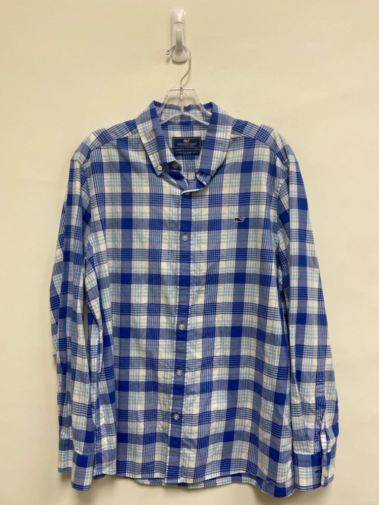 Vineyard Vines Size L Blue White Plaid Men&