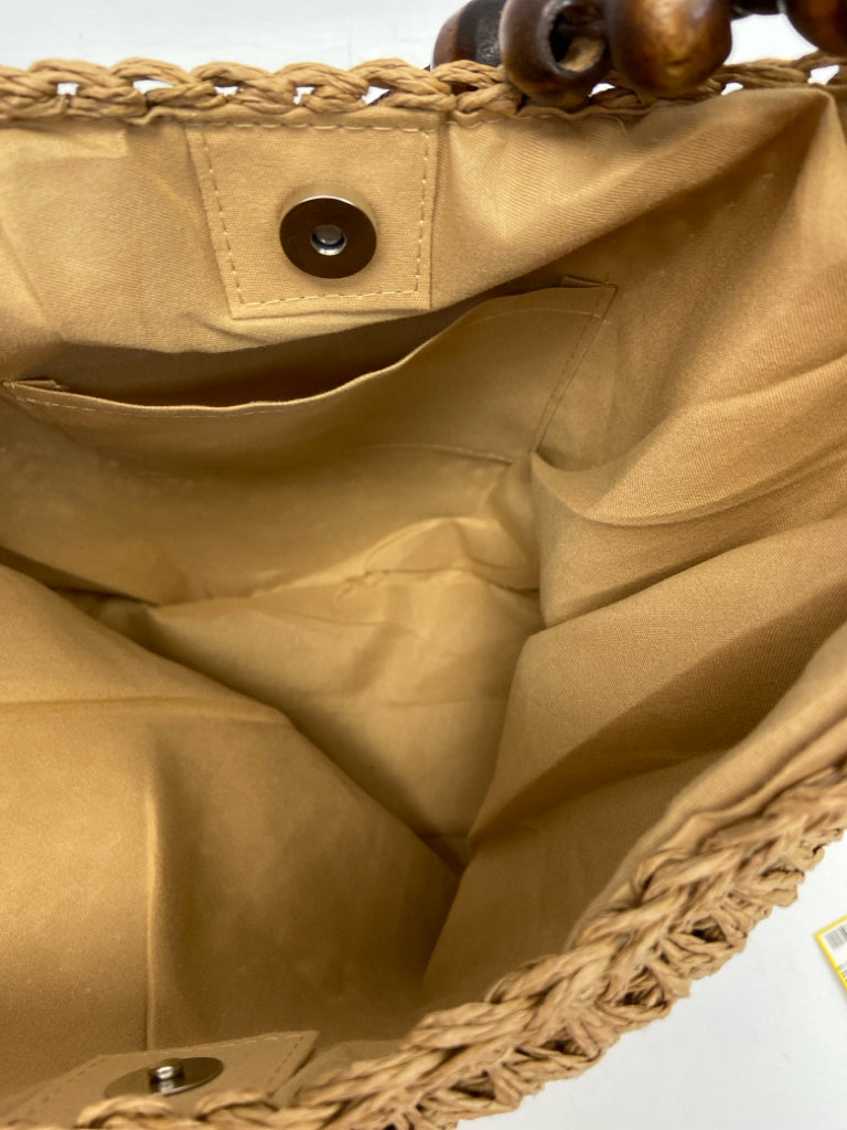 Brown Woven Straw Handbag