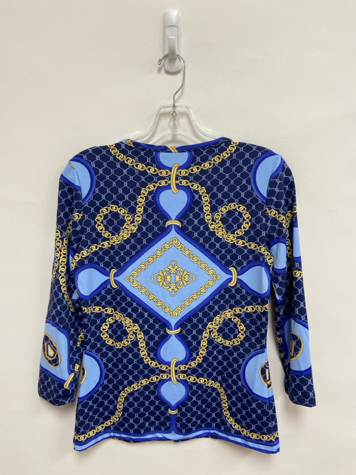 J McLaughlin Size XS Blue Yellow Checkered Ladies Top