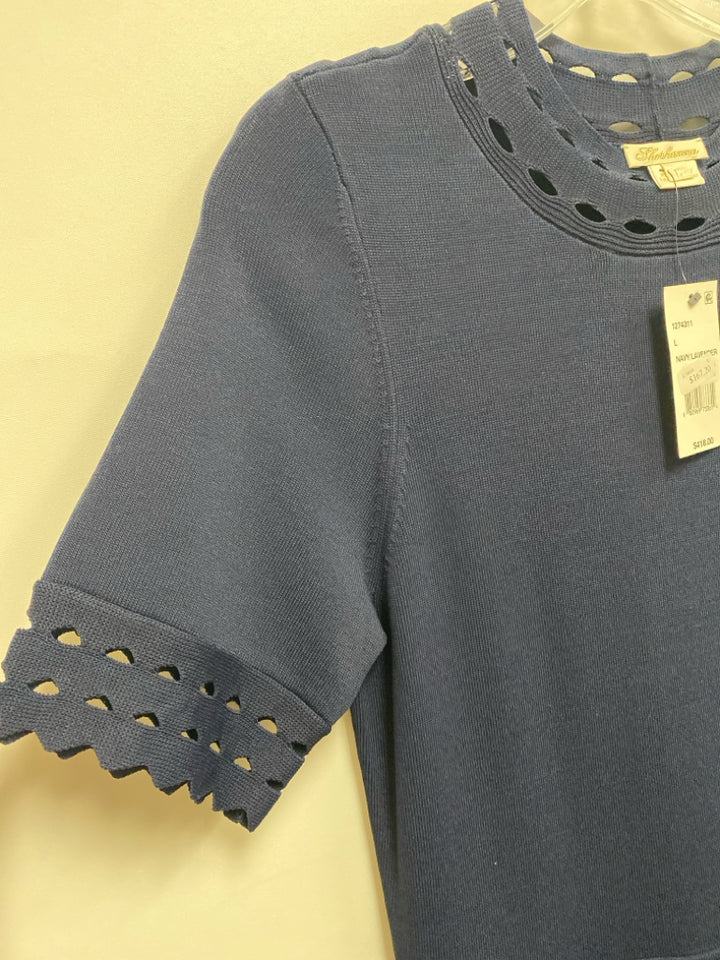 NWT Shoshanna Size L Navy Cut-Out Short Sleeve Ladies Dress