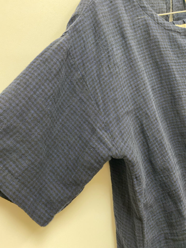 Eileen Fisher Size S Navy/Black Checkered Linen Ladies 2pc Pant Set