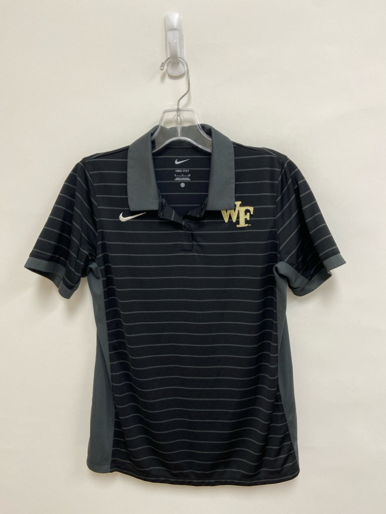 Nike Size S Black Gray Stripes Polo Athletic Top