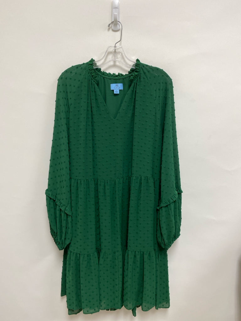 CeCe Size 1X Green Swiss Dot Plus Size Dress