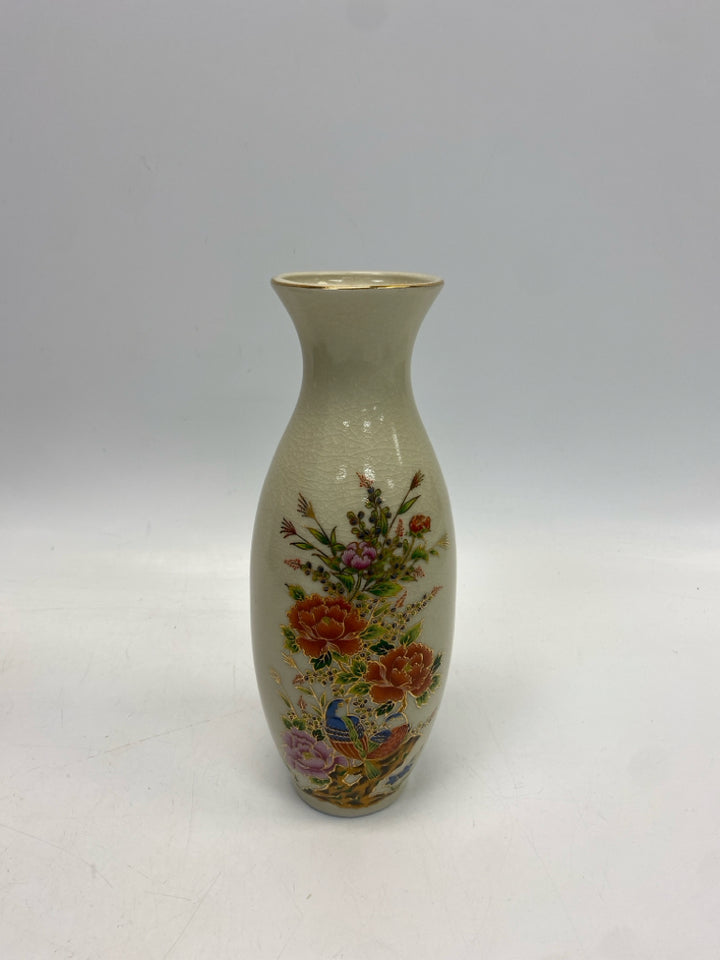 Cream Red/Multi Flowers Vase
