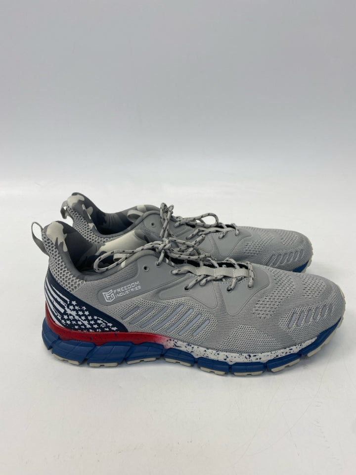 NWOT Size 12 Gray Red/White/Blue Lace-Up Men&
