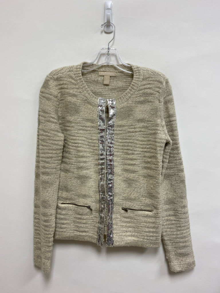 Banana Republic Size M Cream Silver Sequins Merino Ladies Sweater