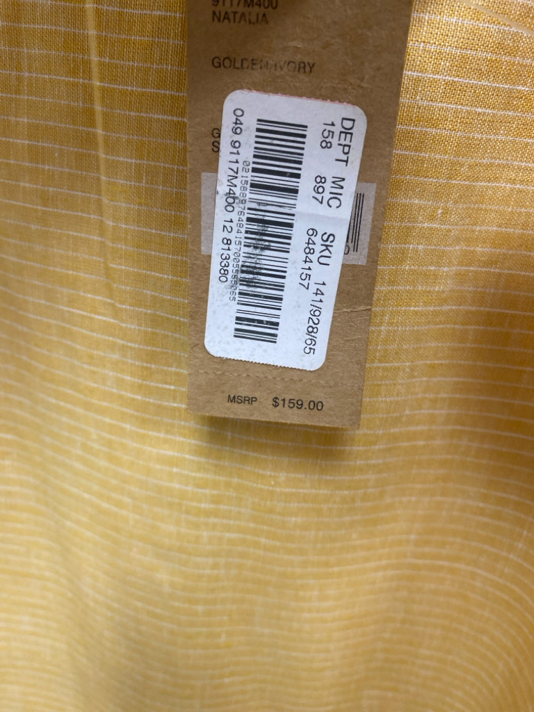 NWT Cremieux Size 12 Yellow White Stripes Bell Sleeves Linen Blend Ladies Dress