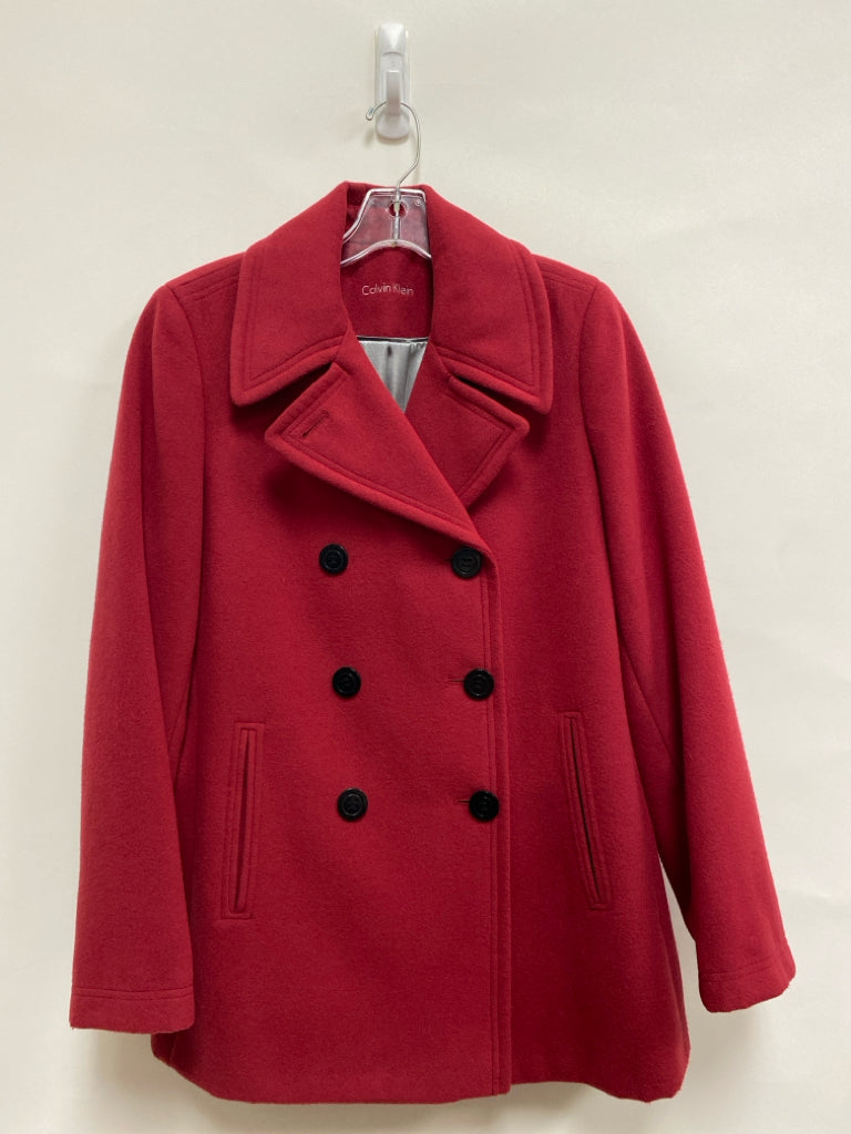 Calvin Klein Size 10 Red Double-Breasted Ladies Jacket