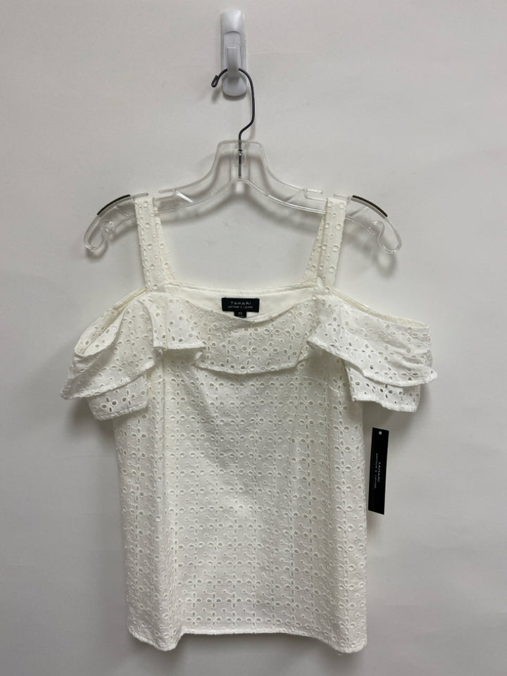 NWT Tahari Size XS White Cold Shoulder Eyelet Ladies Top
