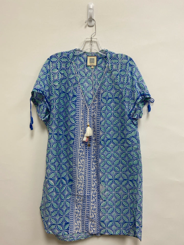 Size M Aqua Blue Print Drape Ladies Dress