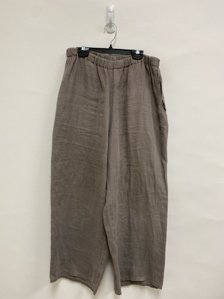 Flax Size S Taupe Pull-on Linen Ladies Pants