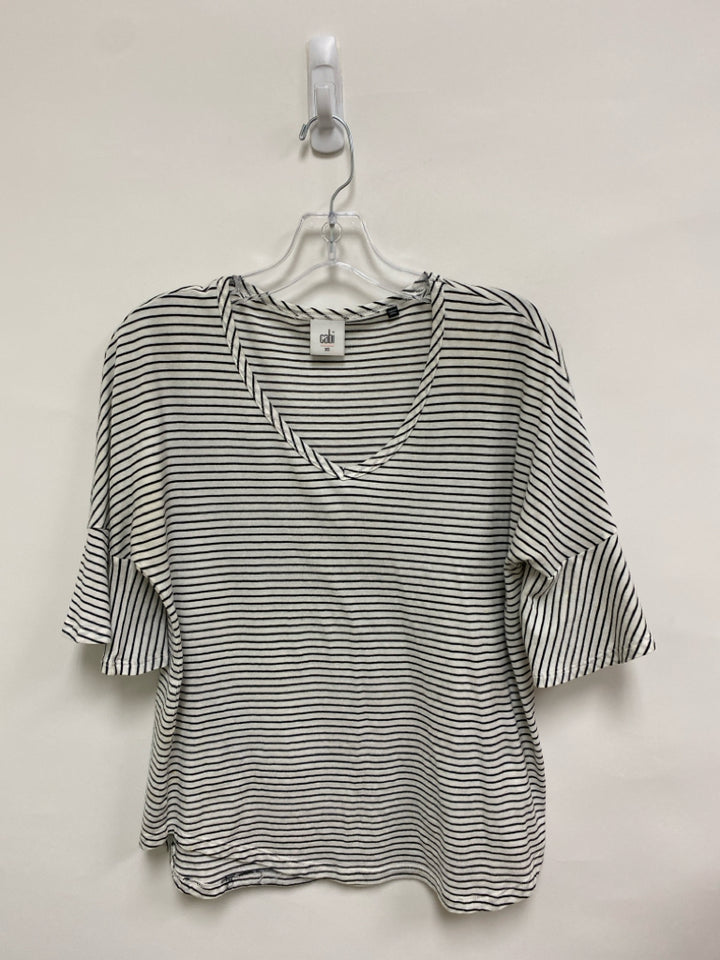 Cabi Size XS White Black Stripes Ladies Top