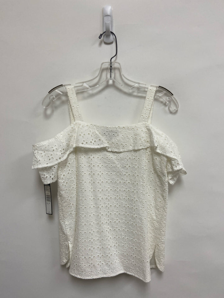 NWT Tahari Size XS White Cold Shoulder Eyelet Ladies Top