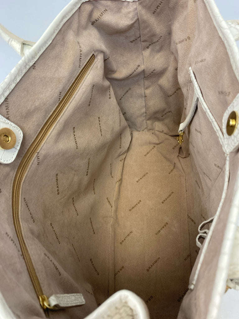 Brahmin White Embossed Leather Handbag