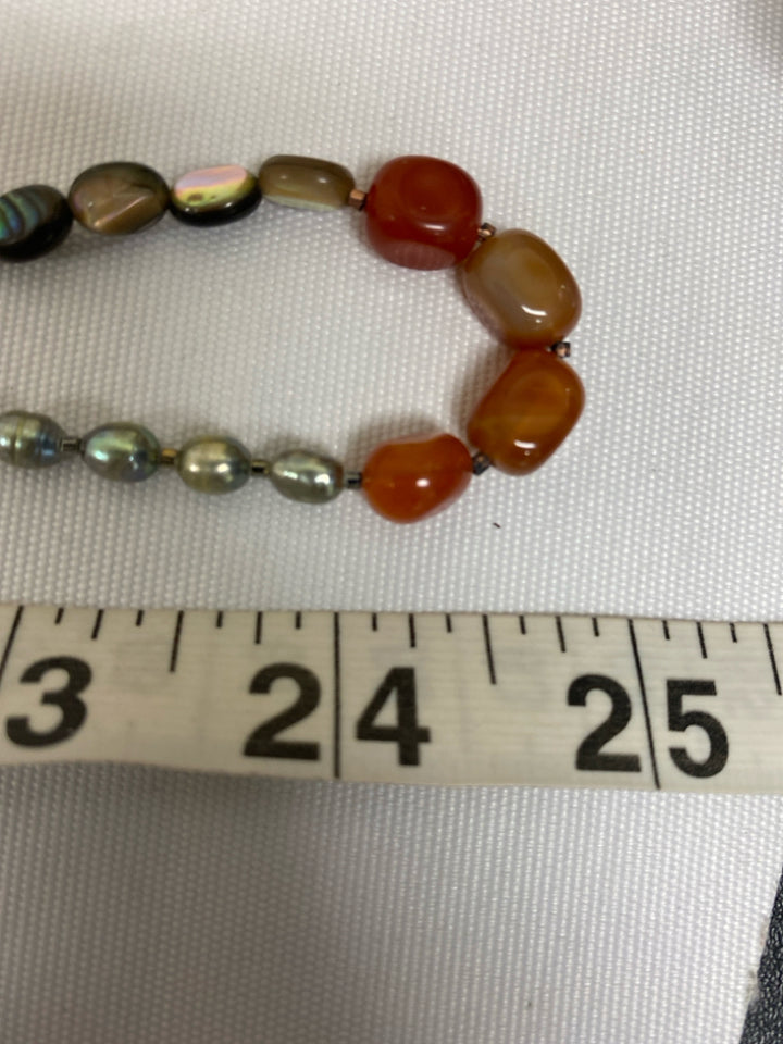 Multi Color Silver Pearl Necklace