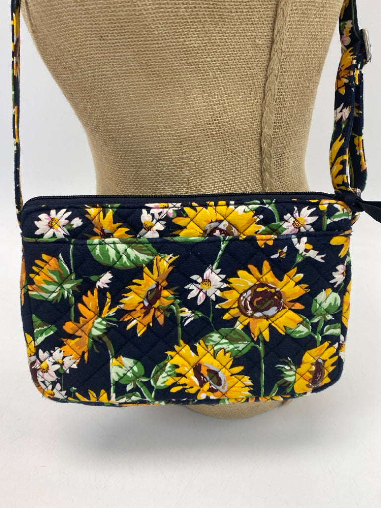 Vera Bradley Black Gold/Red Sunflower(s) Quilted Crossbody