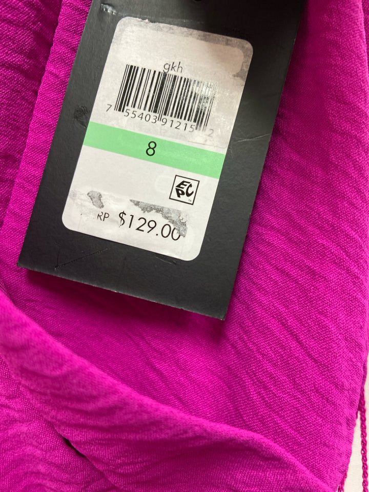 NWT DKNY Size 8 Hot Pink Texture Sleeveless Ladies Dress