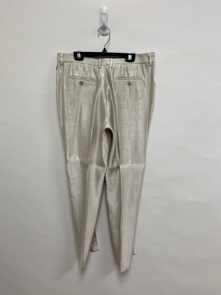 Size L Cream Shimmery Linen Blend Ladies Pants