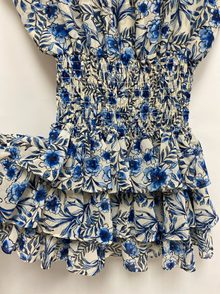 Misa Size S Cream Blue/Black Flowers Ladies Dress