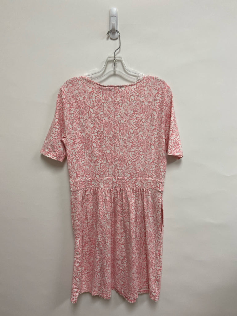 Lands End Size M White Pink Floral Ladies Dress