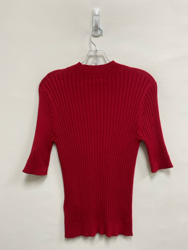 Brooks Brothers Size M Red Ribbed 3/4 Sleeve Ladies Sweater