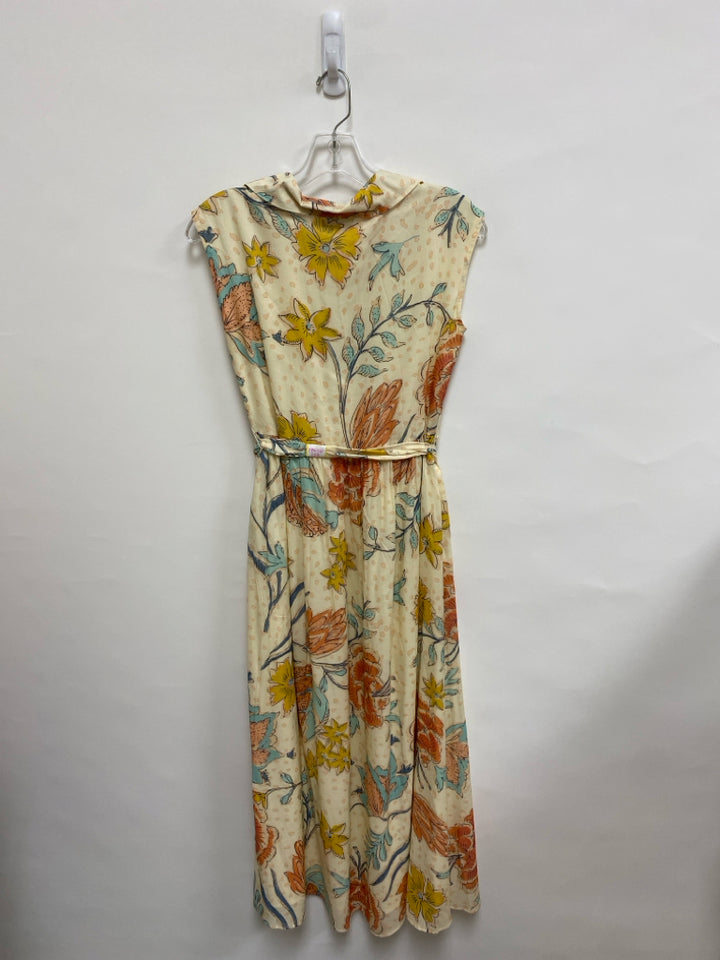 Spartina 449 Size S Cream/Coral Aqua/Yellow Assorted Print Ladies Dress