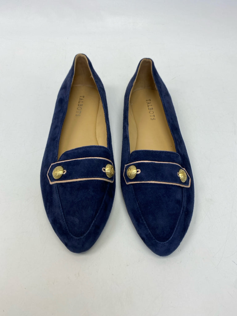 Talbots  Size 8 Navy Gold Button(s) Suede Flats