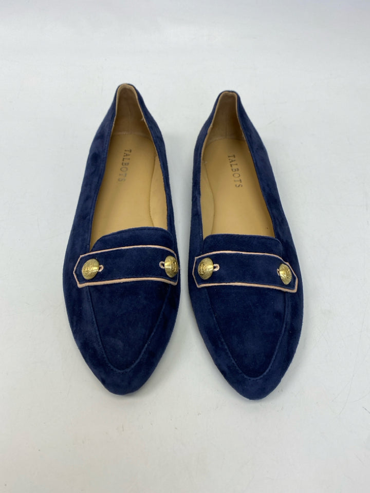 Talbots  Size 8 Navy Gold Button(s) Suede Flats