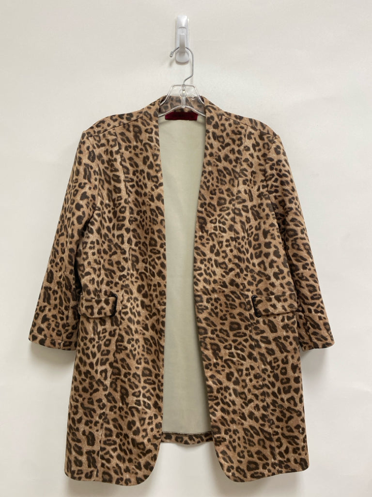 Size L Tan Espresso Animal Print Drape Ladies Jacket