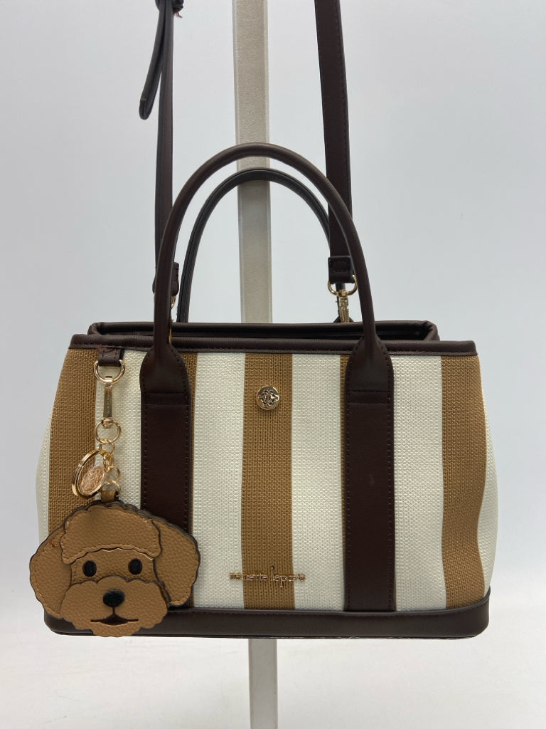Nanette Lepore Cream Dark Brown Stripe(s) Handbag
