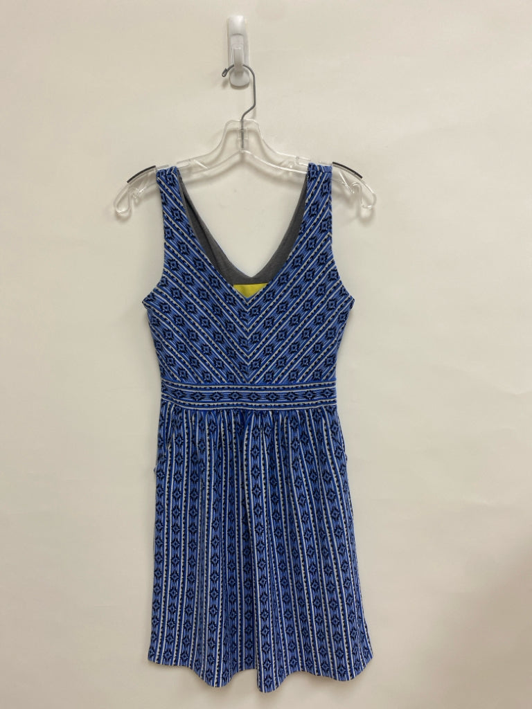 Maeve Size 8 Blue/White Black Southwestern Sleeveless Ladies Dress