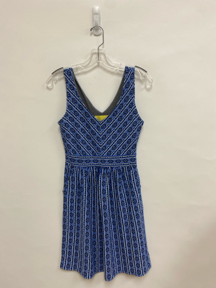 Maeve Size 8 Blue/White Black Southwestern Sleeveless Ladies Dress
