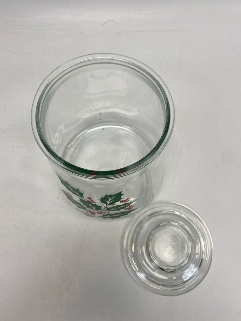 Clear Green/Red Holly Berries Glass Christmas