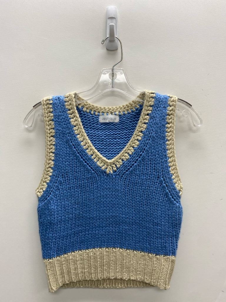 vestique Size XS Blue Beige Trimmed Tank Ladies Sweater