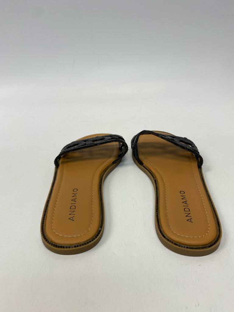 Size 7.5 Black Beaded Sandals