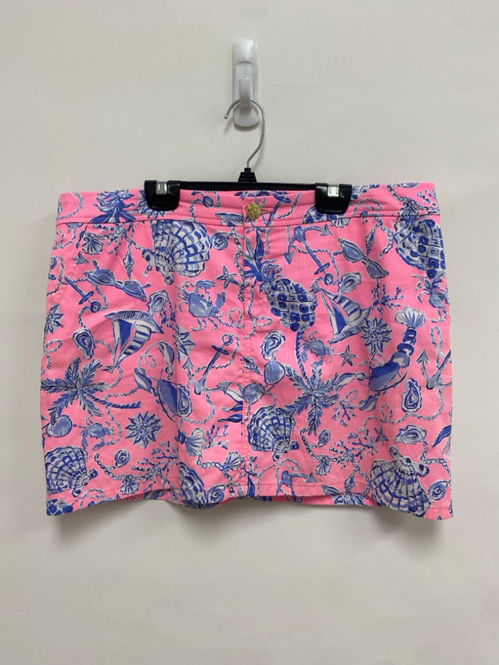 LILLY PULITZER Size 12 Pink Blue/White Shells Ladies Skort