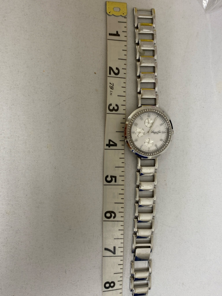 Kenneth Cole Silver Color Clear Jeweled Ladies Wristwatch